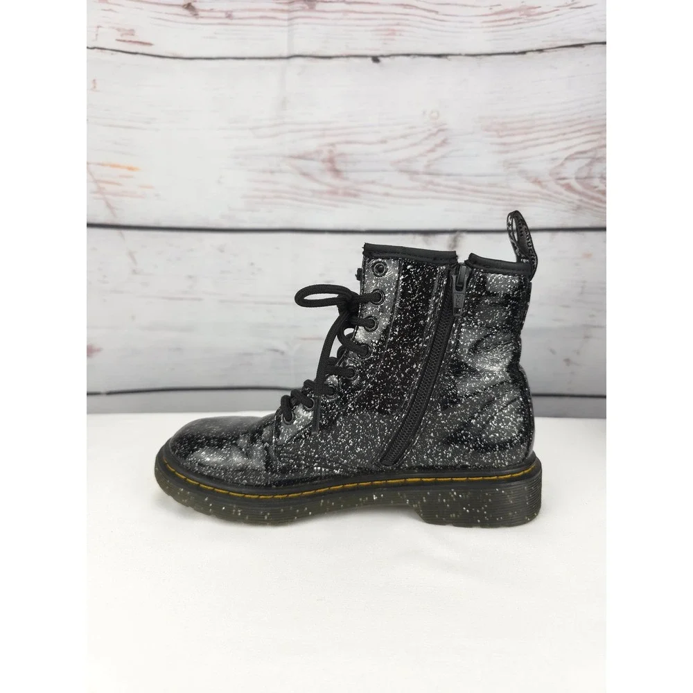 Kids Children's Dr Martens Boots Cosmic Glitter Combat Lace‎ Up Zip Youth Size 3